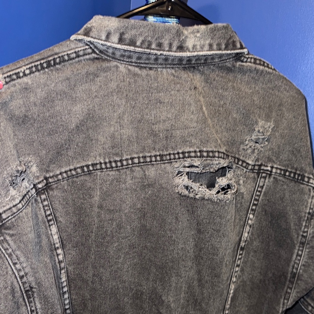 ZARA- Distressed Washed Black Denim Jacket Size S - Picture 11 of 14